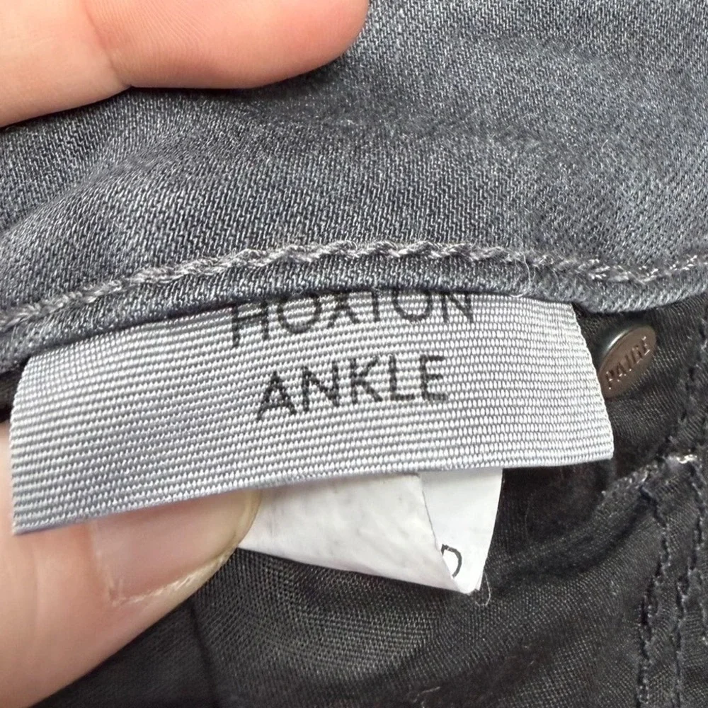 PAIGE Hoxton High Rise Ankle Skinny Jeans Gray Raw Hem Stretch Denim Womens 25‎